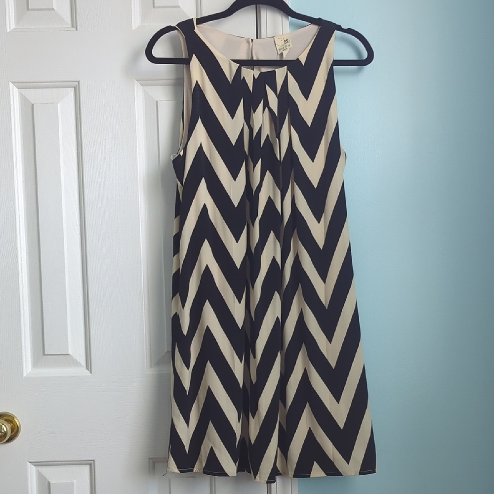 Pink Owl Black and Cream Chevron Sundress